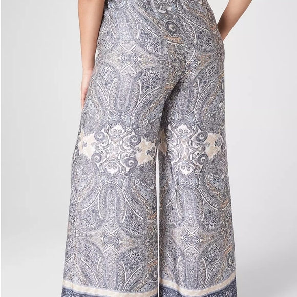 LANE BRYANT Tall Paisley Comfy Satin Wide Leg Pant, 24 LONG - Picture 3 of 4